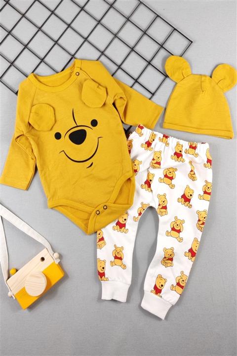 ADABEBEK Bebek Big Hug Baskılı Şapkalı 3'lü Takım