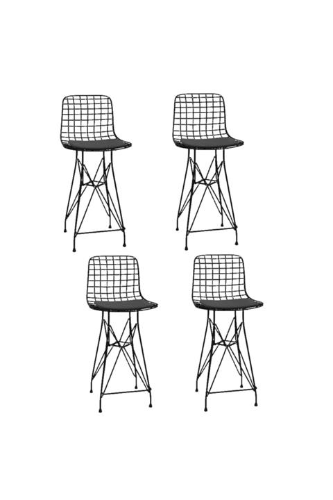 Kenzlife Knsz  tel bar sandalyesi 4 lü mağrur syhsyh 65 cm oturma yüksekliği mutfak bahçe cafe ofis