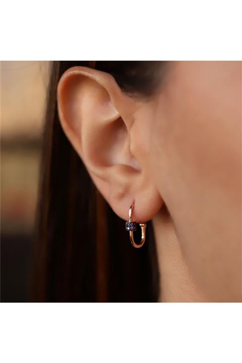 Çağdaş Kuyumculuk Mor Taşlı Küçük Ataş Küpeler