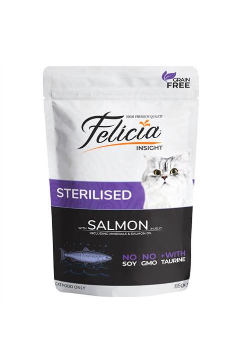 Felicia 5 Adet Kısırlaştırılmış Somonlu Yaş Kedi Maması 85gr