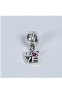 Nur Silver Pembe Taşlı Love Charm