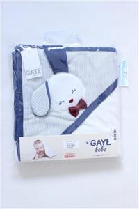 Gaye Bebe Tavşan Kabartmalı Bebek Banyo Havlusu Lacivert