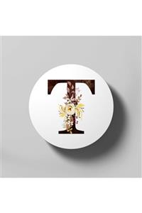 Fizello Floral Monogram T Lovely Autumn Foliage Bardak Altlığı