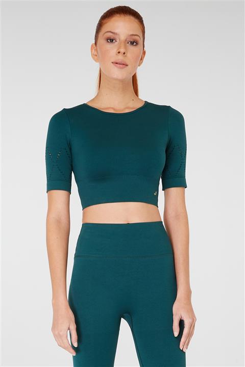 Jerf Naples Sürdürülebilir Üretim & Sıkılaştırıcı Kısa Kol Crop Top Yeşil