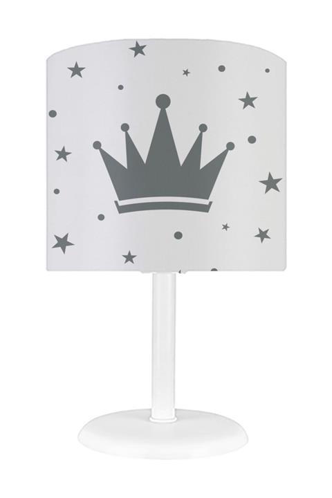 HalıVagonu Hv315bg Gri Taçlı Beyaz Çocuk Odası Abajur