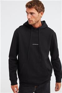 GRIMELANGE EPIC Erkek Siyah Nakışlı / İşlemeli Kapüşonlu Comfort Sweatshirt