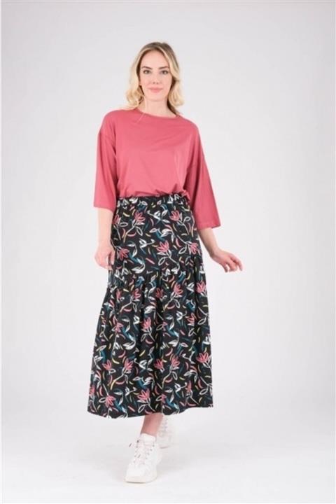 Meys Kadın Siyah Suprem Baskılı Etek