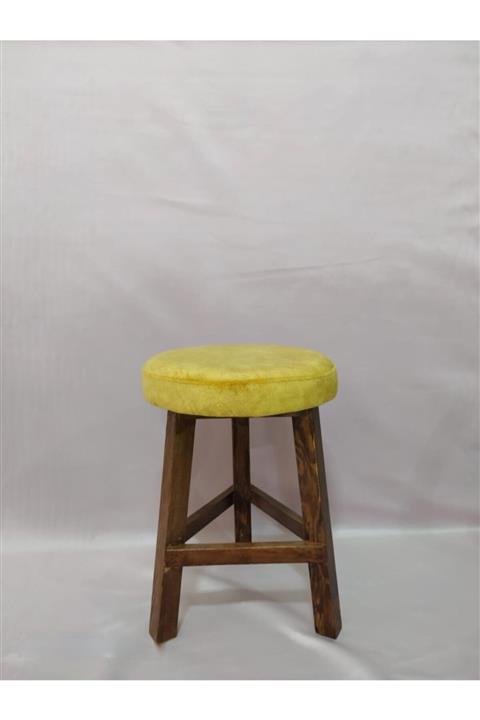 Aksu Mobilya Ahşap Ayaklı Dekoratif Yuvarlak Tabure (AKSU DÖŞEME & MOBİLYA)