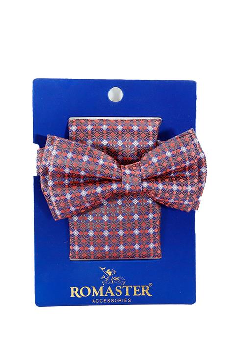 ROMASTER Erkek Çok Renkli Daire Desenli Mendilli Papyon