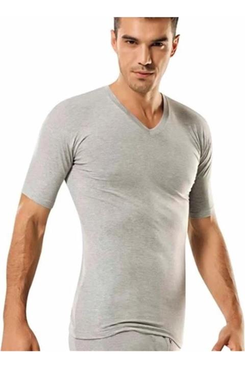 Tutku Erkek Gri V Yaka Kısa Kol Tişört
