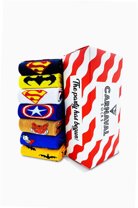 CARNAVAL SOCKS 7'li Marvel Karakter Desenli Renkli Çorap Set