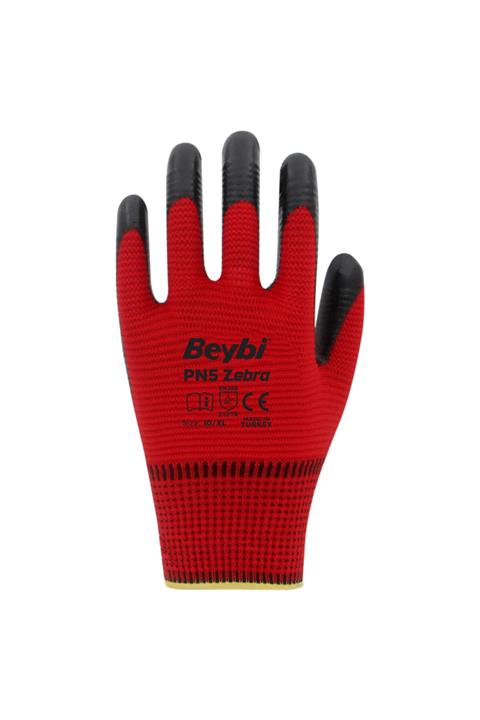 Beybi Zebra Pn5 Kırmızı Siyah Iş Eldiveni No:10 \