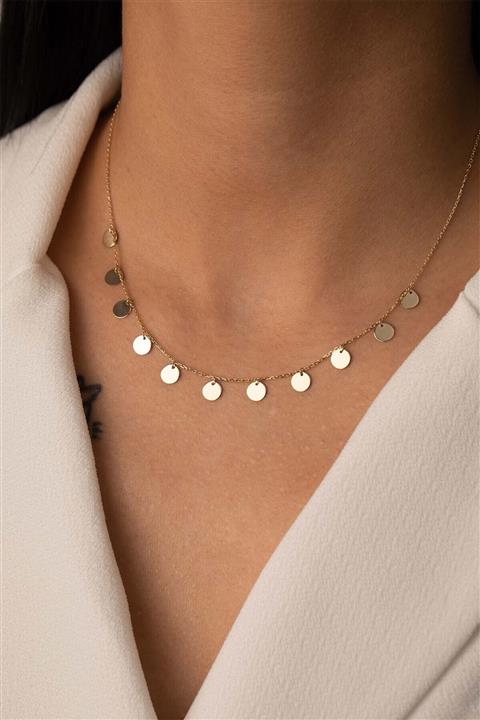 YAVUZ KUYUMCULUK 14 Ayar Altın Sıralı Pul Kolye