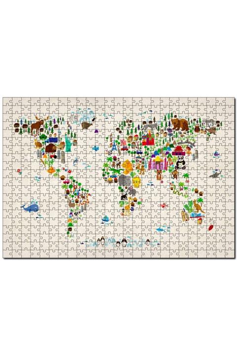 Cakapuzzle Dünya Haritası Ülkeler Ve Simgeleri 500 Parça Puzzle Yapboz Mdf (ahşap)