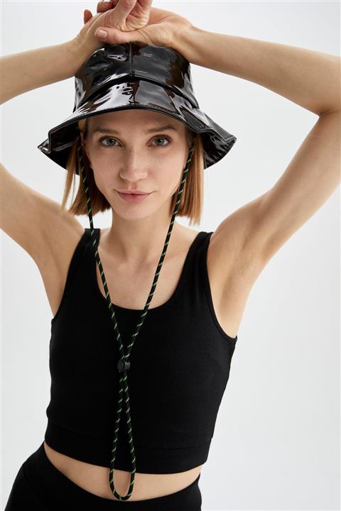 DeFacto Suni Deri Yuvarlak Ipli Şapka