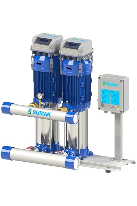 Sumak Sht8-b-400/10-fk Düşey Milli Kademeli Çift Pompalı Frekans Kontrollü Hidrofor 20 Kat 36 Daire