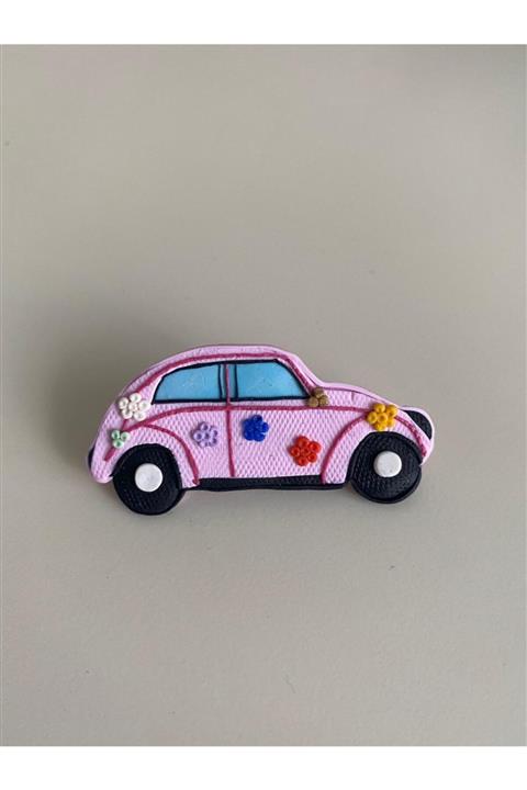 nesview Pembe Vosvos Araba El Yapımı Polimer Kil Tasarım Broş