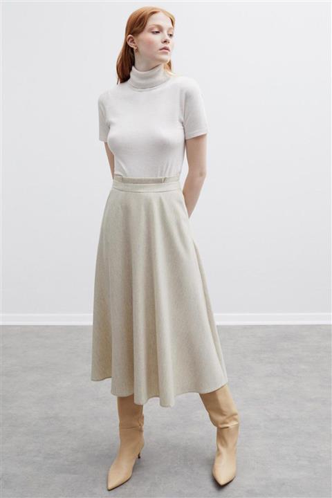 Perspective Brecht Rahat Kalıp Yüksek Bel Bej Etek