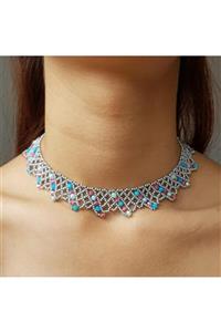 Handmade By HLY Kadın El Yapımı Kristal Taş Detaylı Choker Kolye