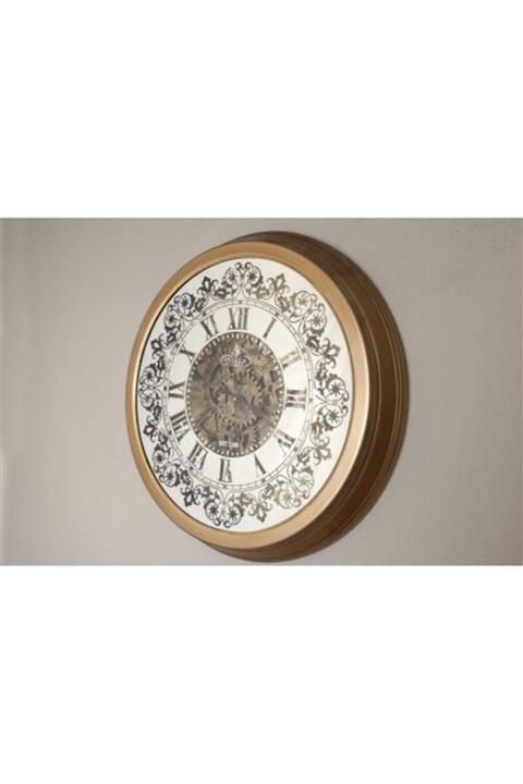 Lucky Art Nw112 Antik Bronz Yuvarlak Çarklı Saat Dekoratif Duvar Saat Duvar Obje Aksesuar