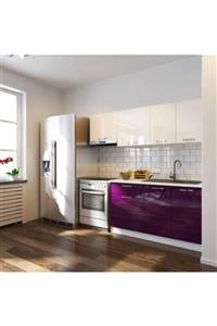 EPİCONCEPT Beyaz Parlak Mürdüm Melisa Hazır Mutfak Dolabı 200 cm