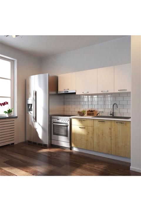 EPİCONCEPT Beyaz Safir Meşe Melodi Hazır Mutfak Dolabı 200 cm