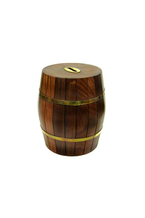 Emelidesign Ahşap Fıçı Kumbara