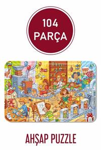 Baskı Atölyesi Oyuncak Fabrikası 104 Parça Ahşap Puzzle