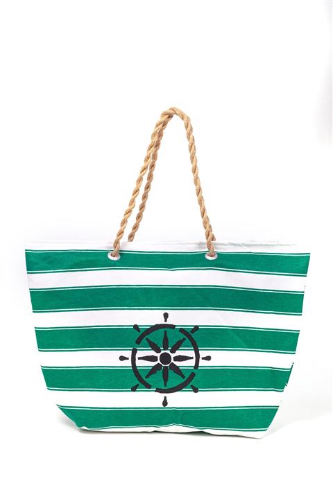 Enié by Ebru TAŞÇIOĞLU Yeşil-beyaz Plaj Çantası