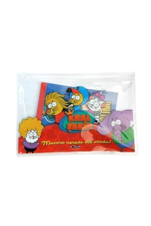 Dolphin Kral Şakir Pvc Fermuarlı Çanta Kırtasiye Seti