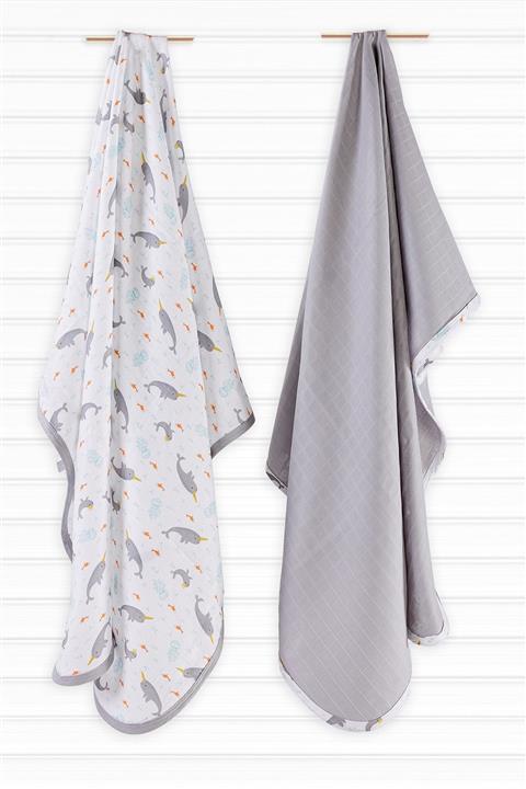 tinylamb Unicorn Fish Bambu - Pamuk Müslin Örtü 110x110 - 2 Adet