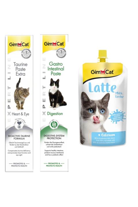 Gimcat Taurine 50 gr + Gastro 50 gr Paste Kedi Macunları + Milk Latte Calcium Sıvı Kedi Sütü 200 ml
