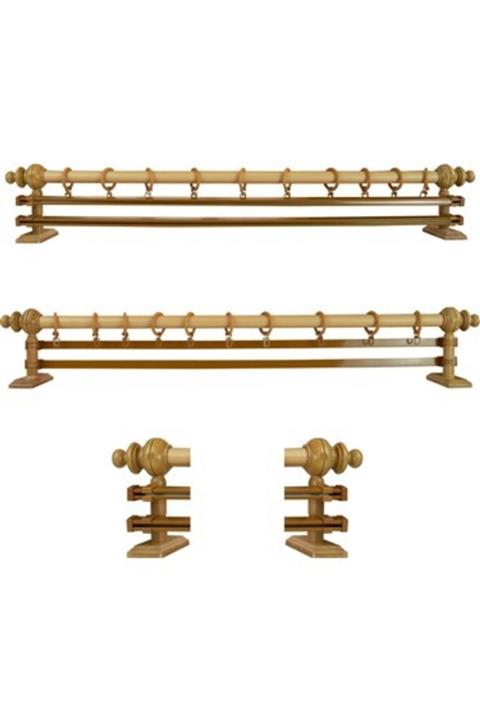 Umut Perde Ahşap Rustik Perde Aparatları 2 Mt Bej Renk