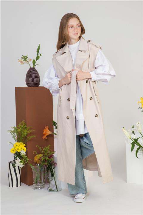 SİNDAL Kruvaze Yelek 4-2462 - Vizon