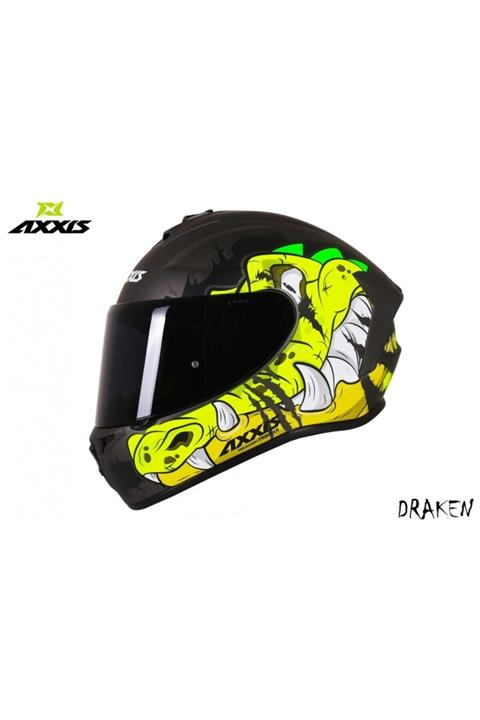 AXXIS Draken Trooper Matt Fluo Yellow Kapalı Motosiklet Kaskı