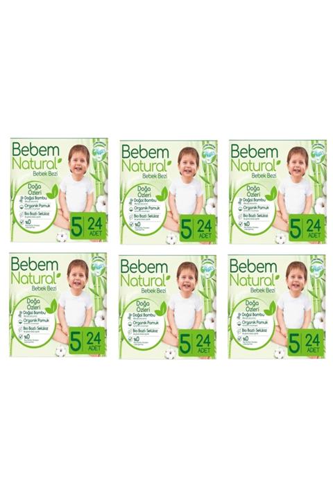 Bebem Natural Bebek Bezi 5 Beden Junior 24 Adet 6 Li Paket 144 Adet