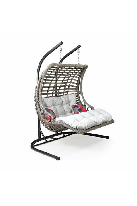 Capri Swing Bodrum Double Çiftli Rattan Bahçe Balkon Salıncağı