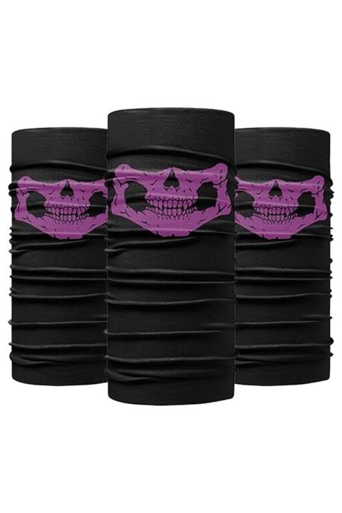 Knmaster Purple Danger Buff Bandana Boyunluk Maske Saç Bandı 3'lü Paket