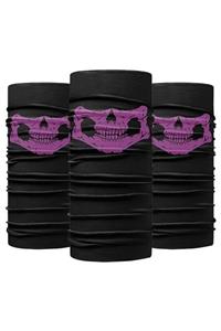Knmaster Purple Danger Buff Bandana Boyunluk Maske Saç Bandı 3'lü Paket
