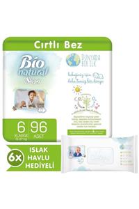 Sleepy Bio Natural Bebek Bezi 6 Numara Xlarge 96 Adet + 6x40 Bio Natural Islak Havlu