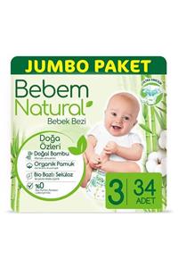 Bebem Natural Bebek Bezi 3 Beden Midi 34 Adet