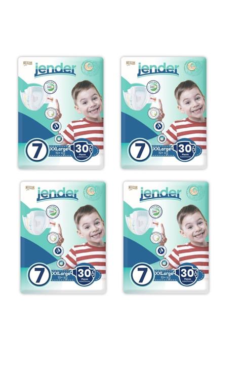JENDER Çocuk Bezi 7 Numara Xxlarge 19+ Kg 4 Paket 120 Adet