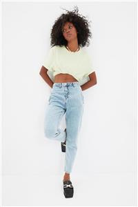 TRENDYOLMİLLA Mavi Yüksek Bel Mom Jeans TWOAW22JE0103