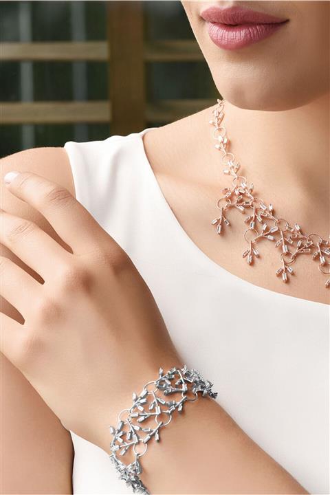 So CHIC... Flora 18 Ayar Beyaz Altın Kaplama Bileklik