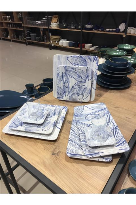 Keramika 10 Parça 2 Kişilik Çay Seti Mavi Çiçek