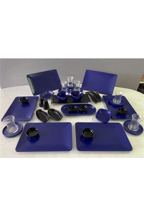 Keramika 36 Parça Siera Mat Kobalt Kahvaltı Seti