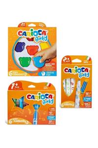 CARIOCA 3'lü Bebek Seti 2+ Yaş Teddy Crayons Teddy Keçeli Ve 6'lı Jumbo