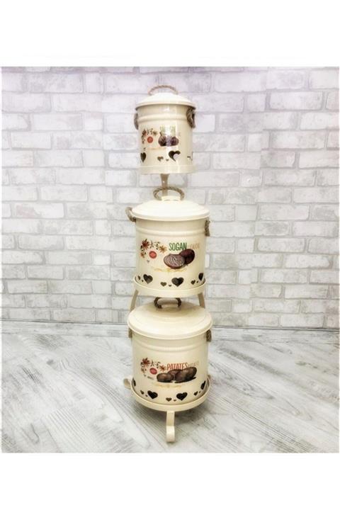 Yıldıray Metal 3 Katlı Ferforce Patates Saklama Seti