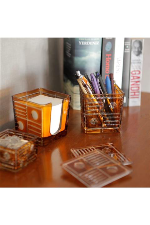 Arya Collection Agatha Cam Masa Seti Amber