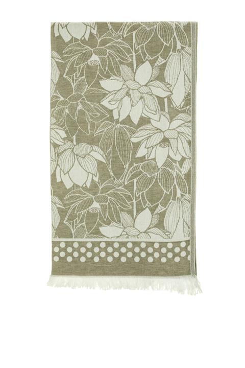 rosa bianca Yeşil Nilüfer Desen Jakarlı Pamuk Peştemal